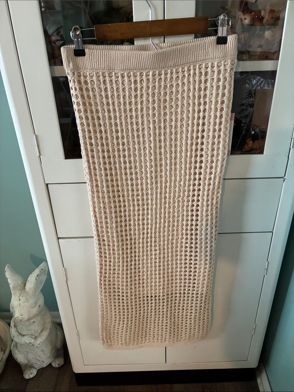 Steve Madden sz S Crochet Beige Open-Knit Maxi Skirt nwt
